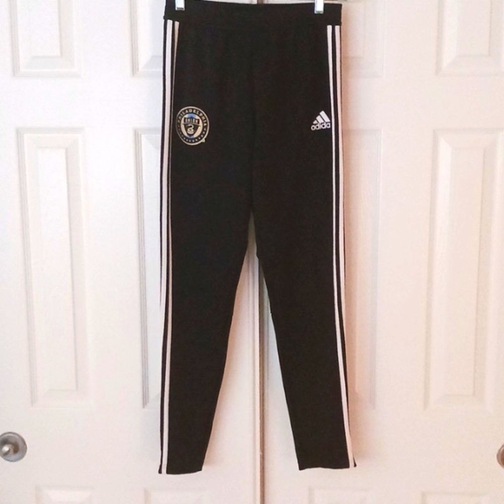Adidas Philadelphia Union black sweatpants adult S, bottom leg zippers climacool